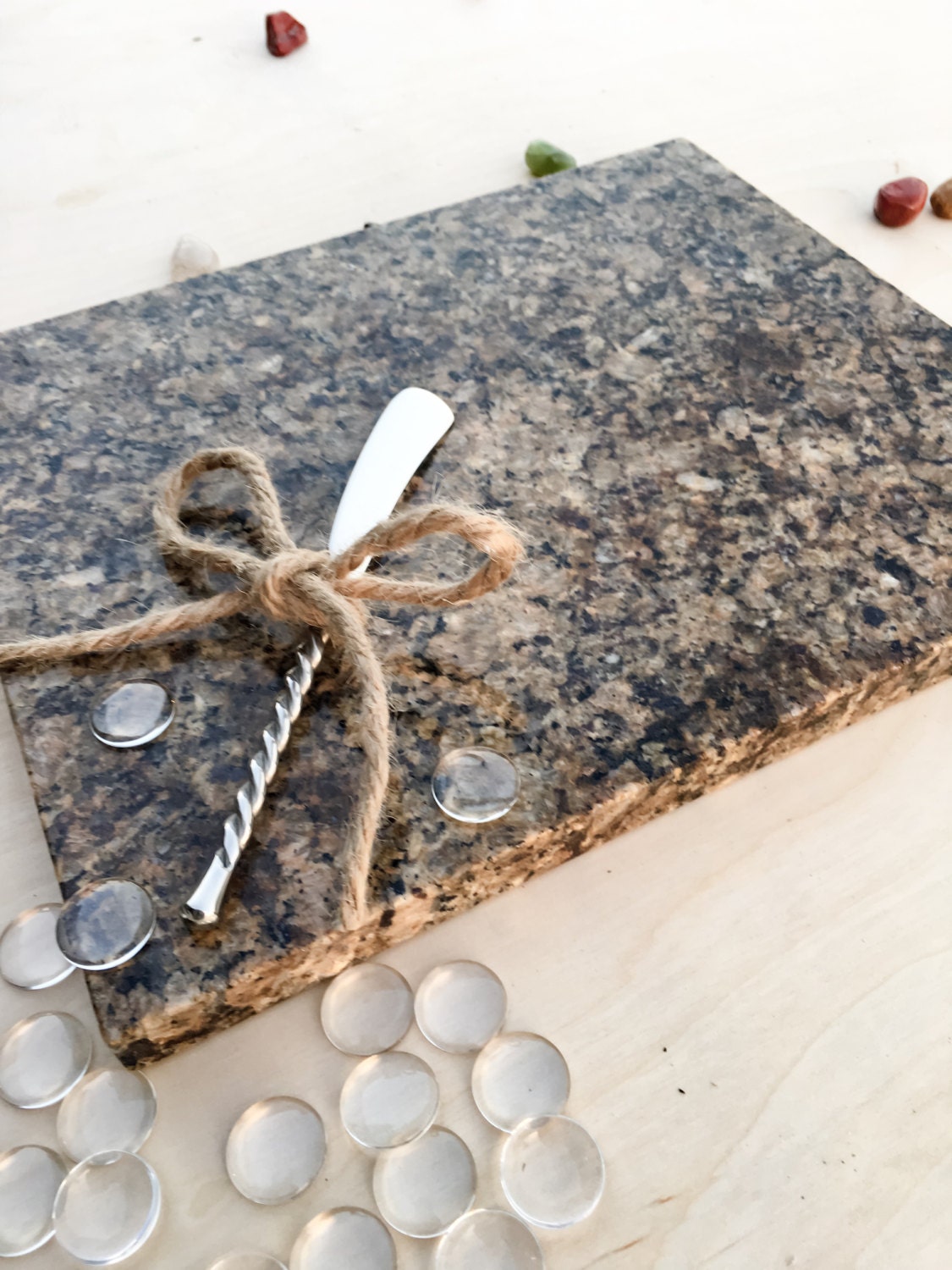 Striking Granite Cutting Board With Initialed Knife Cheese Etsy