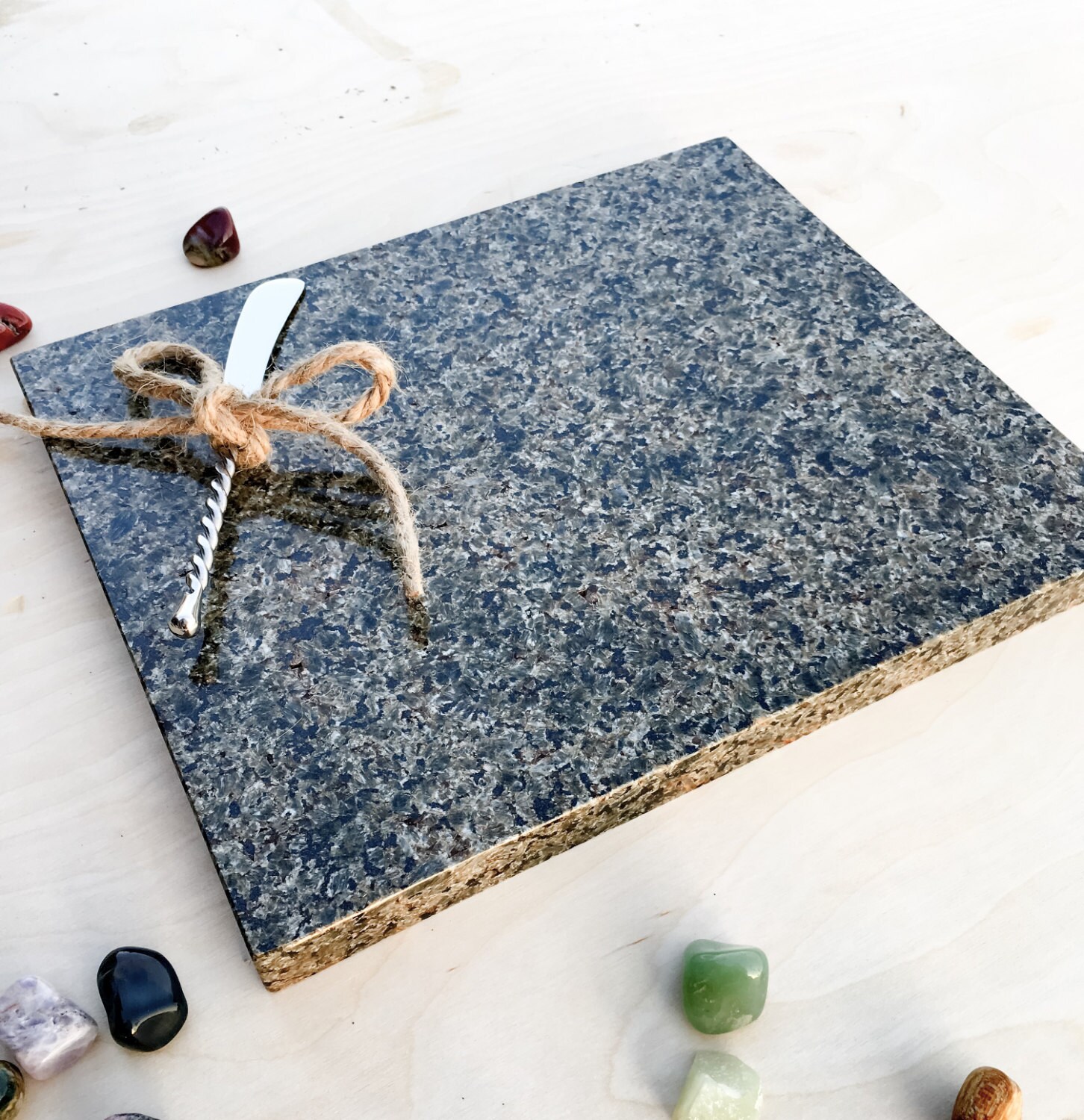 Striking Granite Cutting Board With Initialed Knife Cheese Etsy