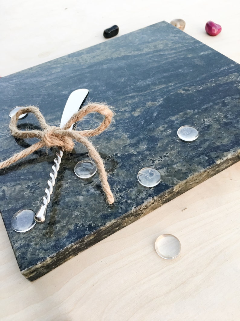 Striking Granite Cutting Board With Initialed Knife Cheese Etsy