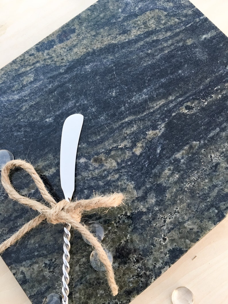 Striking Granite Cutting Board With Initialed Knife Cheese Etsy