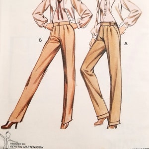 Pants with Pleated Front Sewing Pattern - Sizes 6 to 12/Waist 23.5" to 27" - Kwik Sew 919 Sealed - 1980s-Style Pants with or without Cuffs