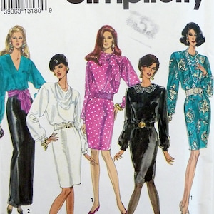 Petite Sheath Dress Sewing Pattern in 2 Lengths - Sizes 12-18 / Bust 34"-40"- Simplicity 8063 Uncut - Dress with Bodice Variations - 1990s