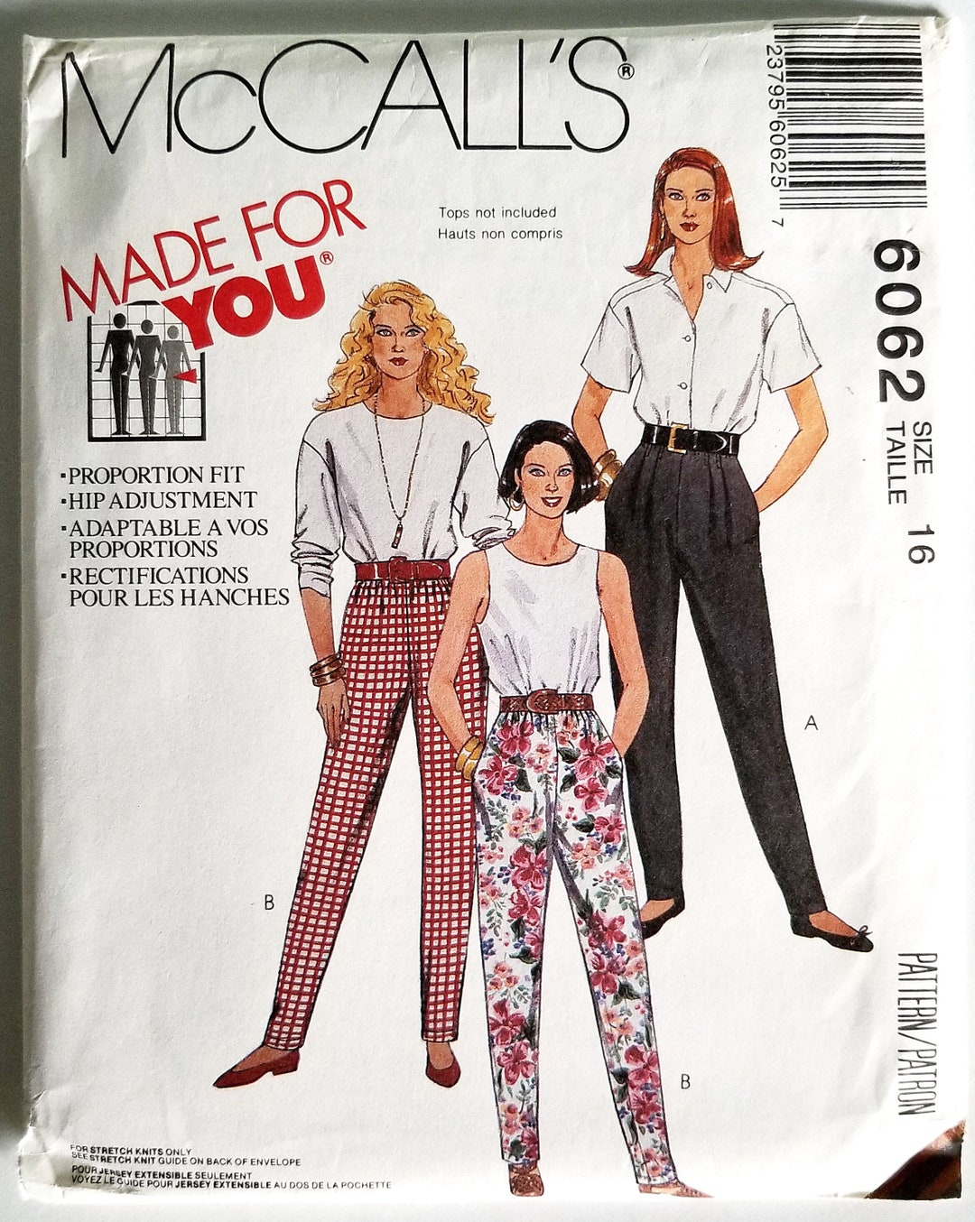 1990s Pull-on Pants Sewing Pattern for Stretch Knits - Size 16 or Waist ...
