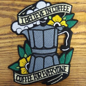 Daria 'I believe in coffee. coffee for everyone' iron on embroidered patch MTV show merch Daria fan gift idea misery girl