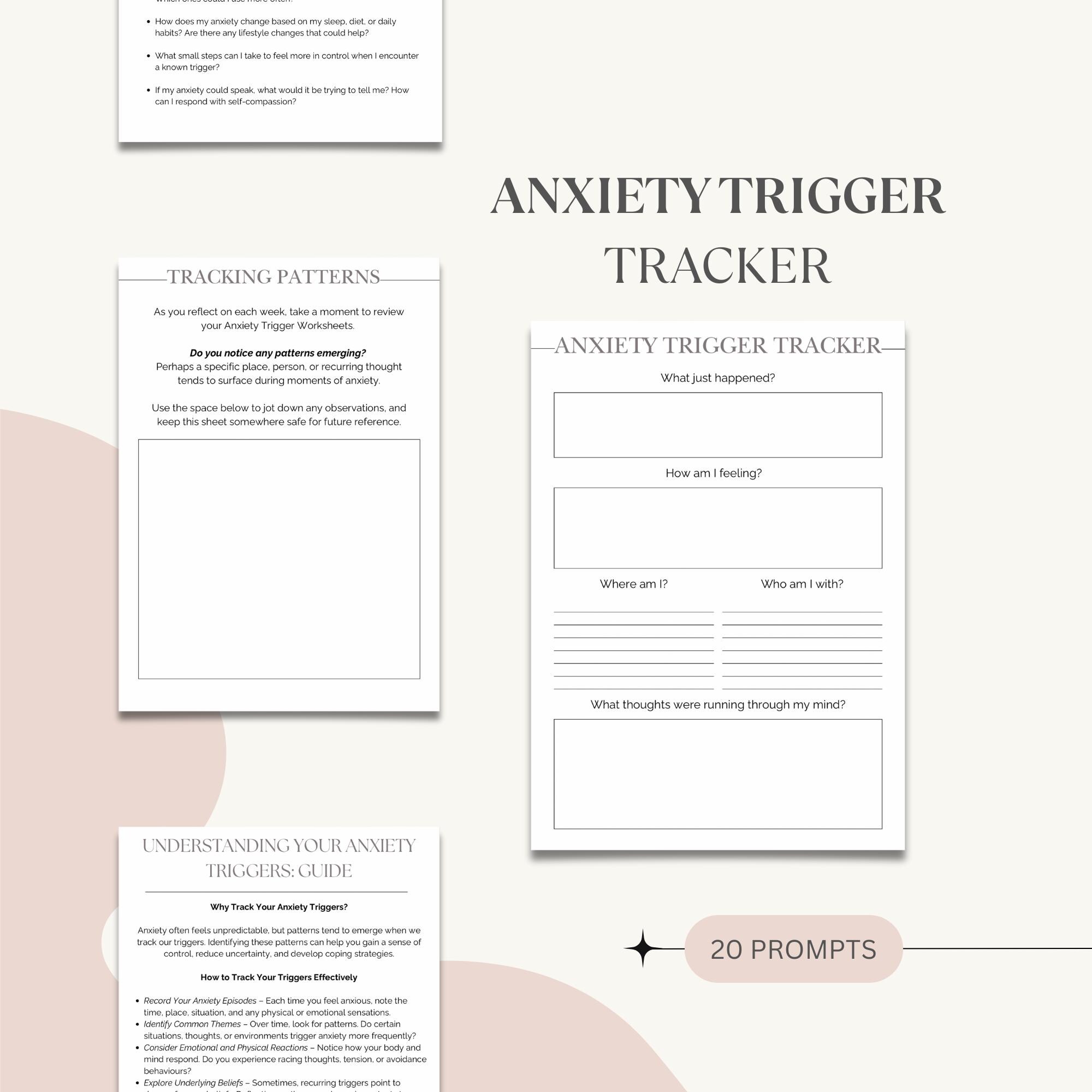 Anxiety Trigger Tracker Printable PDF | Mental Health Journal and Mood ...