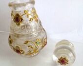 Old Estate CRYSTAL JADAU Perfume BOTTLE Studded With Emerald Rubies Diamond Gold