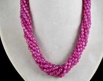 9-Line Untreated Ruby Necklace – 823 Carats with 18K Gold Details