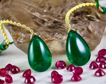 22X14 mm Natural Zambian EMERALD PEAR TEARDROPS 43 Carats Gemstone For Earring