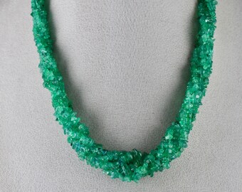 Natural COLOMBIAN EMERALD Beads Uncut 5 L 330 Carats Gemstone Silver Beaded Necklace