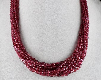 Certified Red Spinel Necklace – Long Beads, 10 Lines, 452 Carats, Vibrant Jewelry