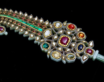 Natural Persian Jade Turban Groom Kalangi Studded Ruby Diamond Emerald 22k Gold