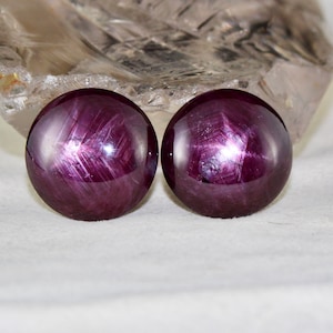 Natural 6 Line STAR RUBY Round CABOCHON Pair 112.90 Carats Gemstone For Earring