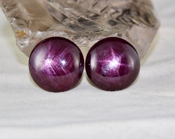 Natural 6 Line STAR RUBY Round CABOCHON Pair 112.90 Carats Gemstone For Earring