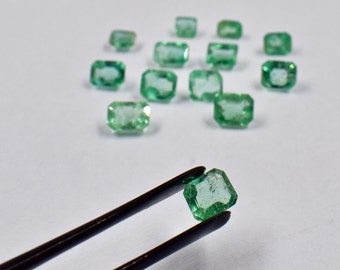 Earthmined 13 Pcs 10.04 Carats Natural Colombian EMERALD Octagon Cut GEMSTONE For DESIGNING Bracelet