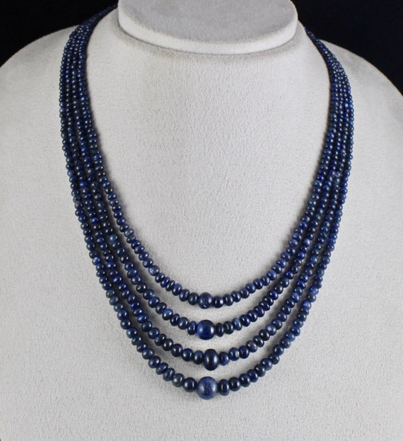 Natural Old Burma BLUE SAPPHIRE BEADS Round 4 Lin… - image 1