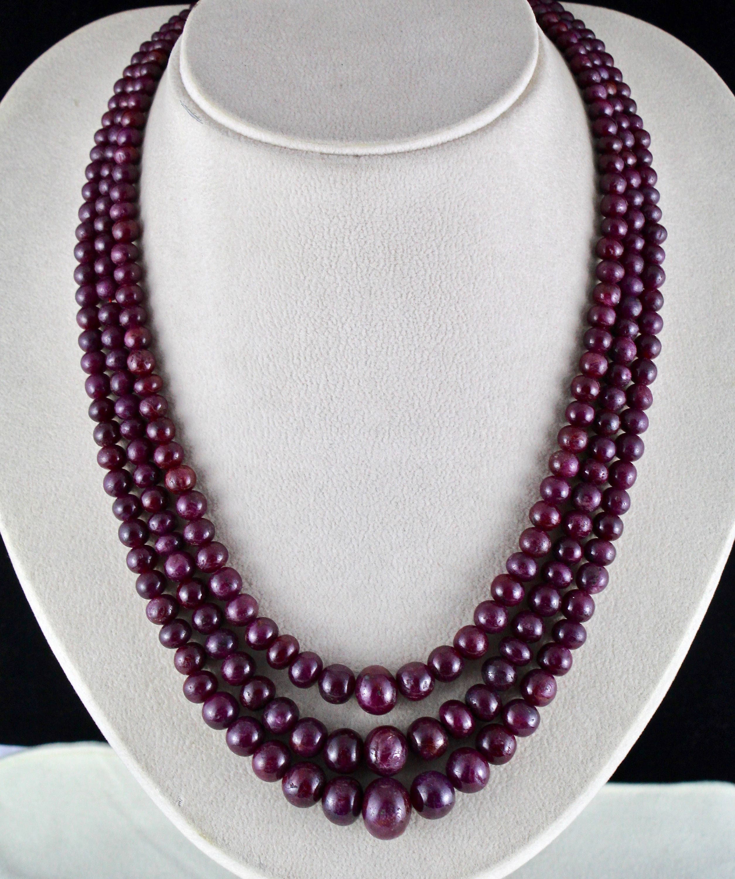 Certified Natural Ruby Necklace – 861 Ct Antique Round Beads, 3