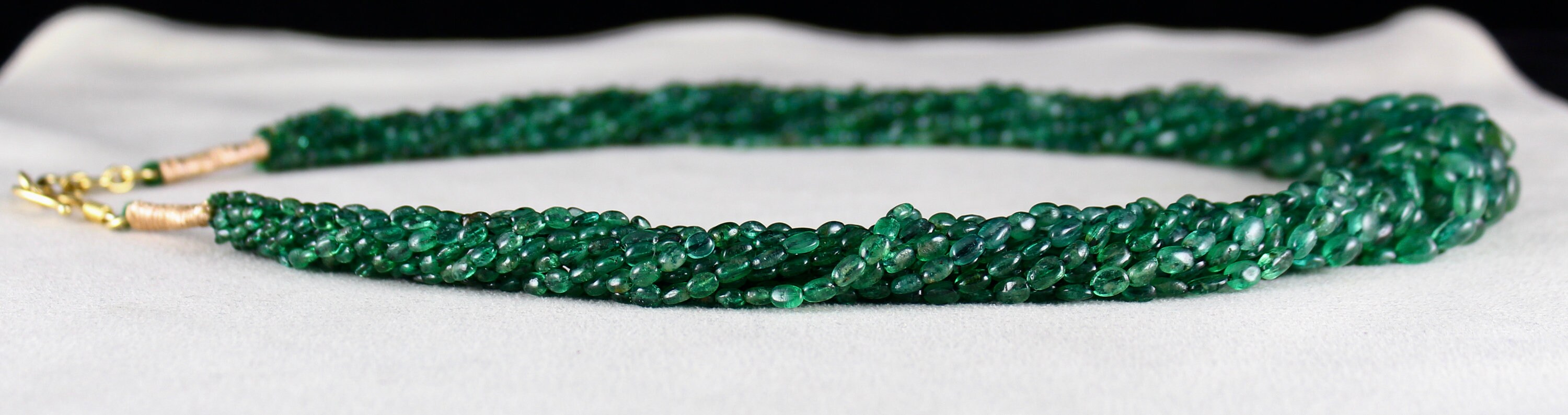 認定ザンビア産エメラルドビーズネックレス - カボション、12 ライン