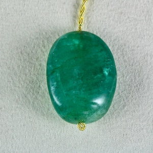 33Mm Big Certified Natural EMERALD CABOCHON 90 Carats Nugget Drilled BEAD For Designing