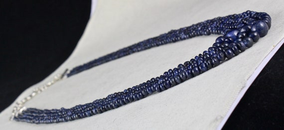 Natural Old Burma BLUE SAPPHIRE BEADS Round 4 Lin… - image 7