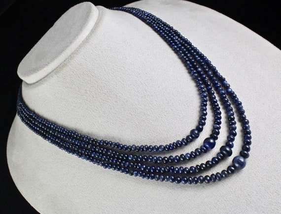 Natural Old Burma BLUE SAPPHIRE BEADS Round 4 Lin… - image 3