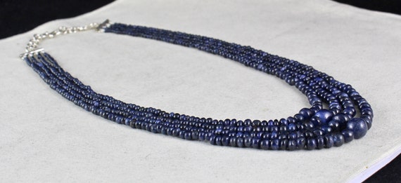 Natural Old Burma BLUE SAPPHIRE BEADS Round 4 Lin… - image 8