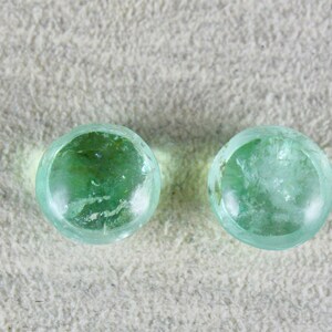 Exclusive Natural Colombian EMERALD Round Cabochon 15.41 Carats GEMSTONE For Earring Button Pair