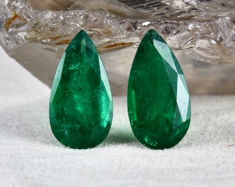 Certified Natural Zambia Emerald Pear Cut Pair 19.02 Ct Loose Gemstone Earring