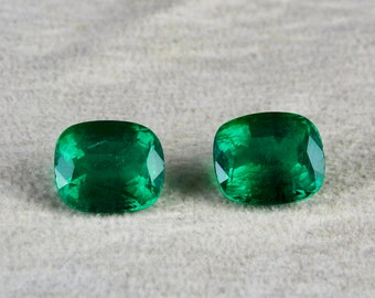 Certified Natural Zambia Emerald Cushion Pair 10.55 Ct Loose Gemstone Earring