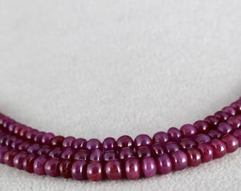 Collana Ruby Rosso 3 Fili &ndash; Perle Rubino 515 Carati &ndash; Gioiello JaipurJewels