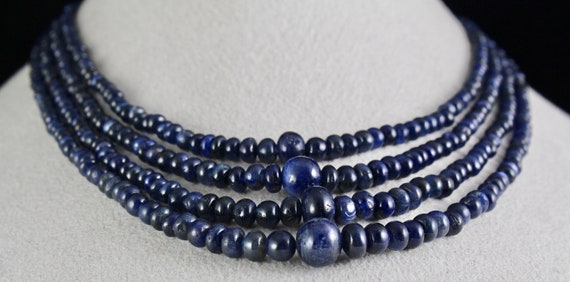 Natural Old Burma BLUE SAPPHIRE BEADS Round 4 Lin… - image 4