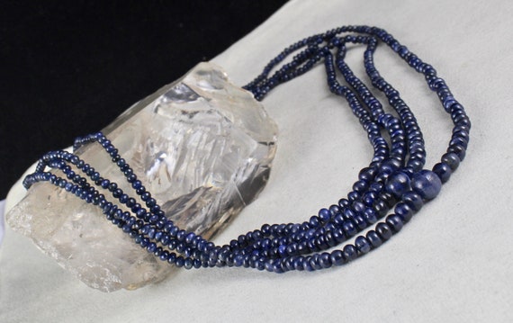 Natural Old Burma BLUE SAPPHIRE BEADS Round 4 Lin… - image 9