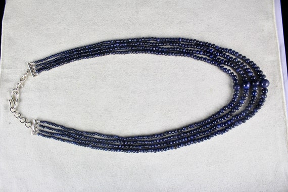 Natural Old Burma BLUE SAPPHIRE BEADS Round 4 Lin… - image 6