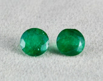 Natural Zambian EMERALD Round Cut 4.41 Carats 8 mm Loose Gemstone For EARRING