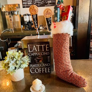 Coffee Christmas Stocking Coffee Bean Cafe Bakery Stocking Personalized