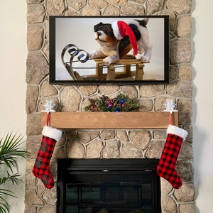 Paw Print Buffalo Plaid Stocking Christmas Classic Red and Black Check Personalized