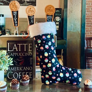 Cupcake Christmas Stocking Bakery Coffee Shop Cafe