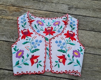 Traditional Hungarian Vintage handembroidered Vest, Waistcoat  colorful Flower Hand Embroidery, floral vest