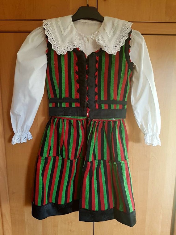 Vintage Hungarian selker dress linen dress, székel