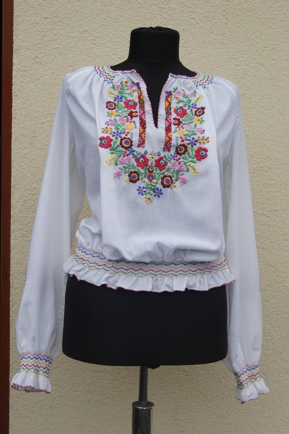 Vintage Hungarian Blouse Floral handembroidered,