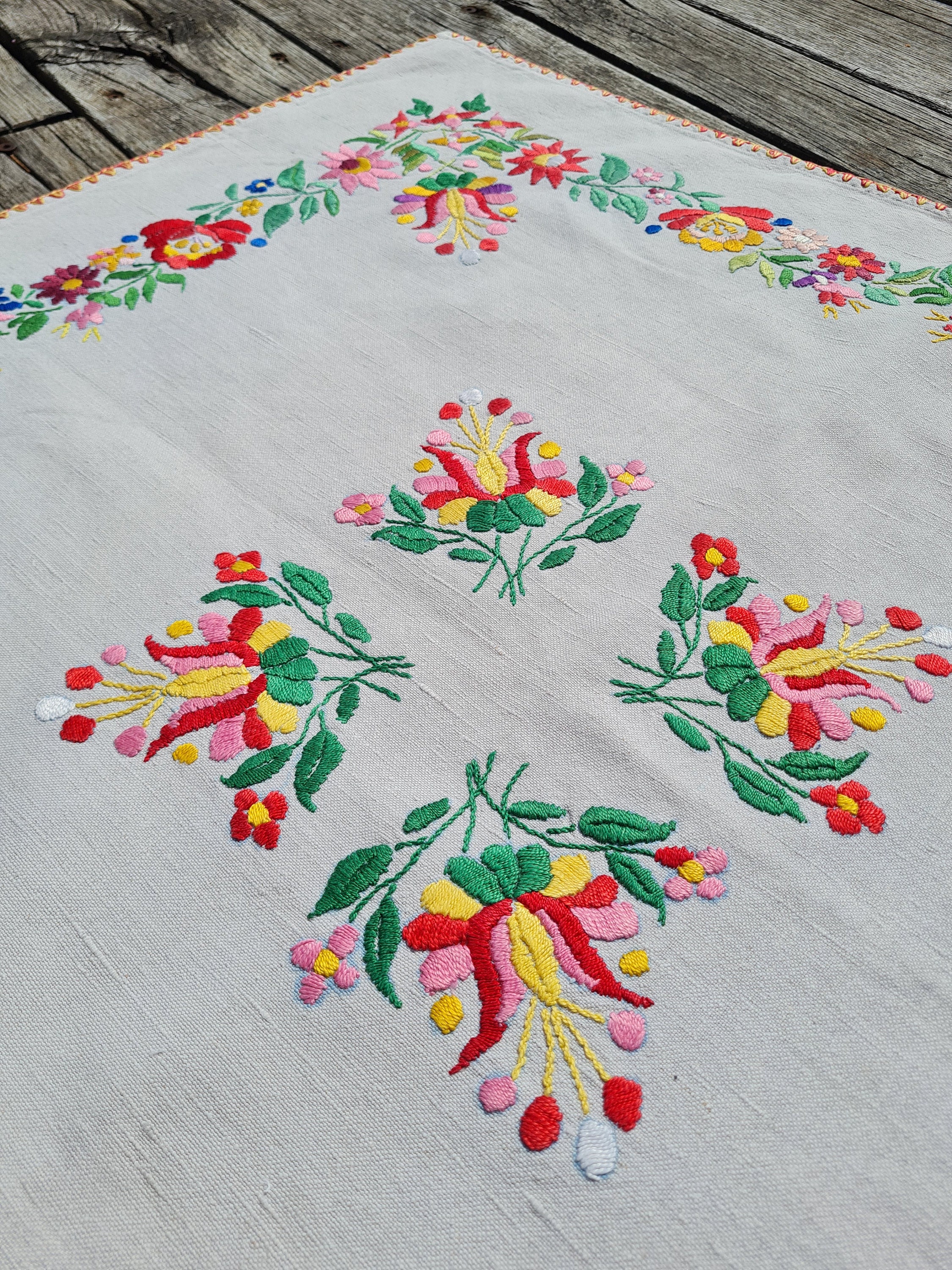 テーブル用品 Hungary embroidery antique tablecloth Vintage Hungarian Hand Embroidered Tablecloth, Linen Hand Made