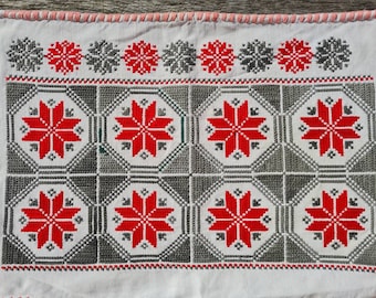 Vintage Large Cross stitch pillow case hand made hand embroidered  pillow case, decorative pillow