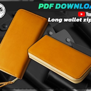 Patrón PDF Cartera larga con cremallera, idea cuero, Cartera hecha a mano, Cuero DIY, Patrón Cuero, Plantilla Digital, idea regalo,