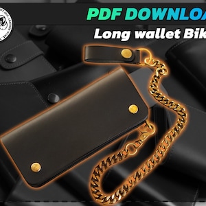 Long wallet Biker slim - pdf pattern - wallet pattern - wallet - leathercraft - Long Wallet Pattern - Leather DIY - Wallet Template