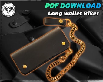 Long wallet Biker slim - pdf pattern - wallet pattern - wallet - leathercraft - Long Wallet Pattern - Leather DIY - Wallet Template