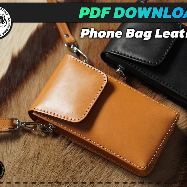 PDF Pattern Phone Bag Leather, Phone Shoulder Bag,Crossbody Bag for Mobile Phone,Phone Carrier, Leather DIY,Leather Pattern,Template Digital