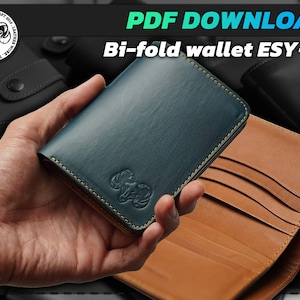 Pattern Bi-fold wallet vertical ESY-22 , Wallet pattern, Men Wallet, Wallet Handmade, Leather DIY, Leather Pattern, Template Digital