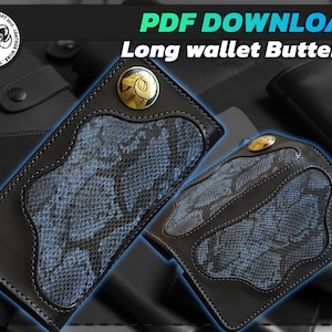 Long wallet Butterfly - pdf pattern - wallet pattern - wallet - leathercraft - Long Wallet Pattern - Leather DIY - Wallet Template