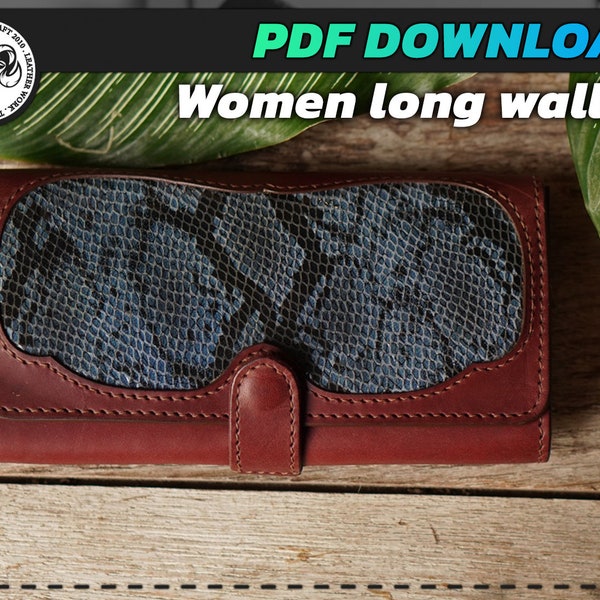 Pattern women wallet - wallet - DIY - leathercraft - Long Wallet Pattern - Leather DIY - Pdf Download - Wallet Template