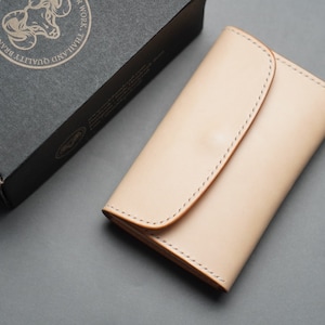 Mittleres Portemonnaie 3slots, Naturfarbe, Geschenk für Ihn, Geschenk für Freund, Geschenk für Papa, Pflanzlich gegerbtes Leder, Handgemacht