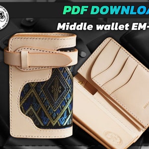 Middle wallet EM-21, Wallet pattern, Men Wallet, Wallet Handmade, Leather DIY, Leather Pattern, Template Digital